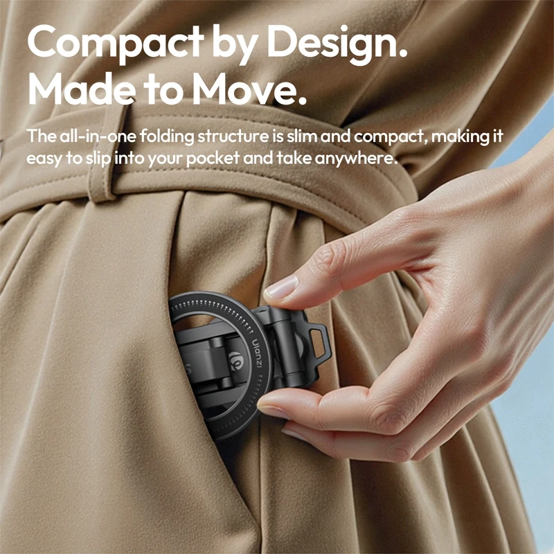 Ulanzi SK29 Foldable Phone Stand Magnetic / Phone Clamp Selfie Stick Desktop Stand Tripod 360° Rotation for Vlog Livestreaming