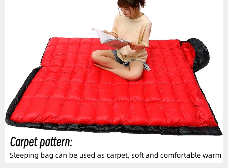 Down Sleeping Bag Adults Outdoor Camping Double Warm Camping Goose Down Sleeping Bag & Quilt for Two Purposes Double Splice