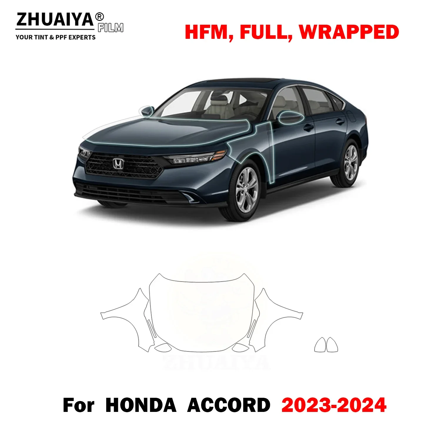 

2023-2024 For HONDA ACCORD HFM,FULLWRAPPED TPU PPF Paint Protection Film kit 8.5mil car body film Car stickers Accessories