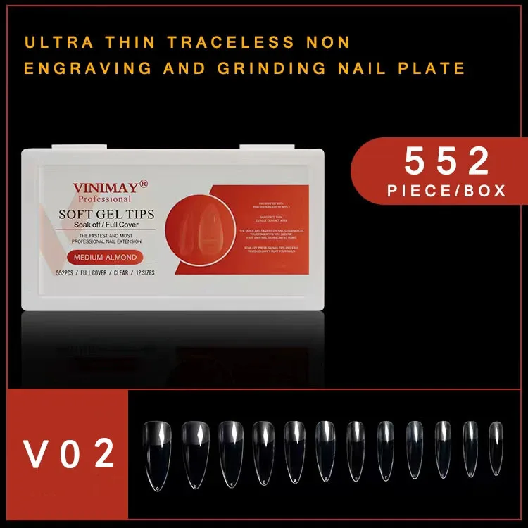 VINIMAY-7 가지 스타일 인조 손톱, No-Trace 프랜치 풀/하프 네일 팁, 가짜 아크릴 네일 팁, UV 젤 매니큐어 인조 네일 팁, 522 개