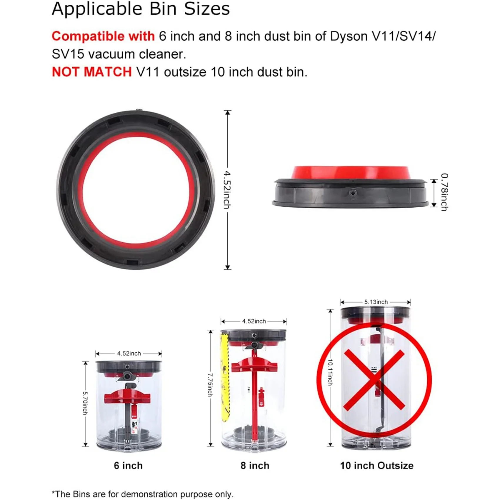 Für dyson v11 sv14 sv15 staubsauger-staub behälter oben fester dicht ring ersatz aufsatz ersatzteil neues zubehör