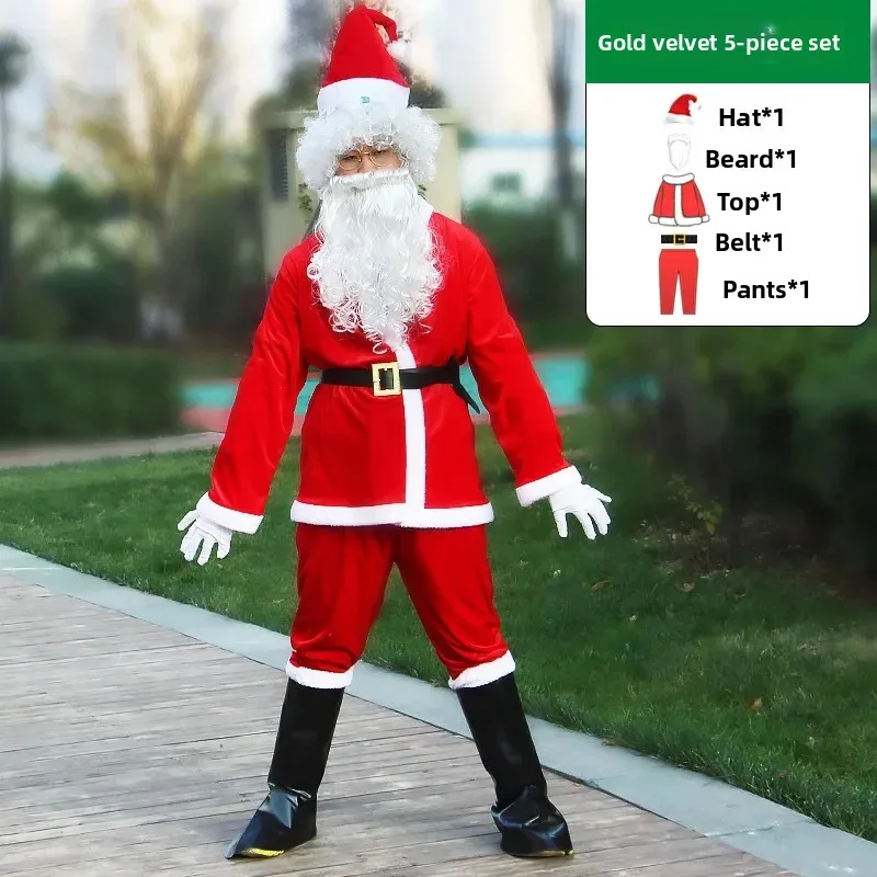 Festive Christmas Adult Santa Claus Costumes - Ideal for Male Female Dress Up Costumes for Cospaly and Dress up