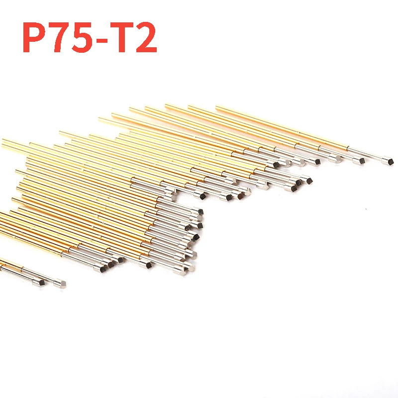 100 PCS/Pack P75-T2 Primavera Teste Pin Agulha Tubo Diâmetro Exterior 1.02mm Agulha Comprimento Total 16.5mm PCB Dedicado Dedal