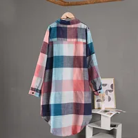 Chemise à carreaux à manches longues pour femmes, chemisiers décontractés, chemisier chic, lin, coton, vêtements à carreaux, Y 2