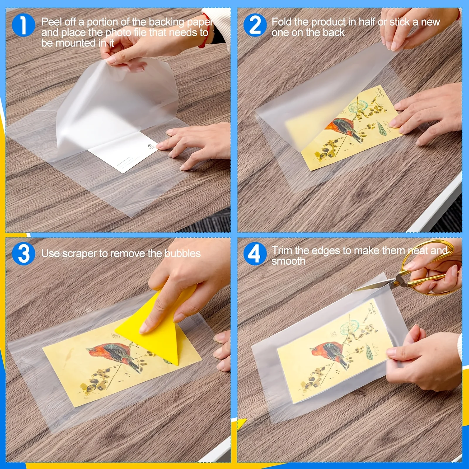 20 Sheets Matte Self-Adhesive Laminate Sheets, A4 Size(8.3x11.7 Inch)Transparent, Waterproof, Easy to Apply, with Protects Photo 3