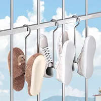Stainless Steel Shoe Drying Rack Clothes Hanger Hook Organizer Household Space-saving Wardrobe Storage Shoe Drying Holder 2