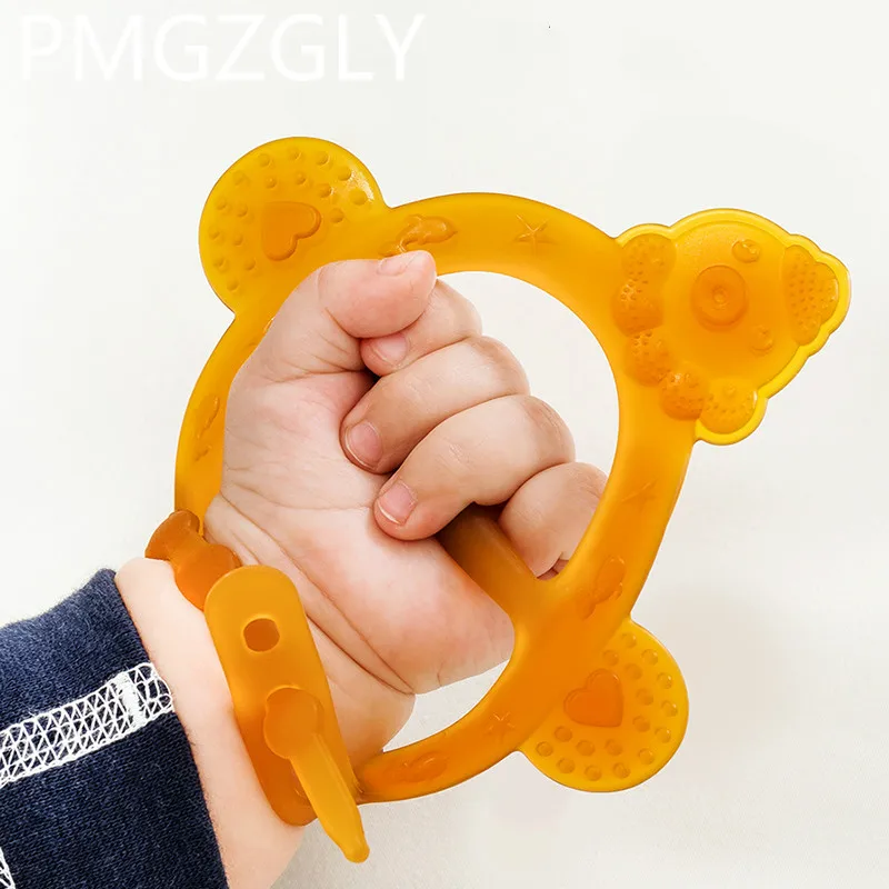 안전한   Teethers BPA 무료 귀여운 동물  DIY 반지 Teether  실리콘 씹는 매력 아이 Teething 장난감