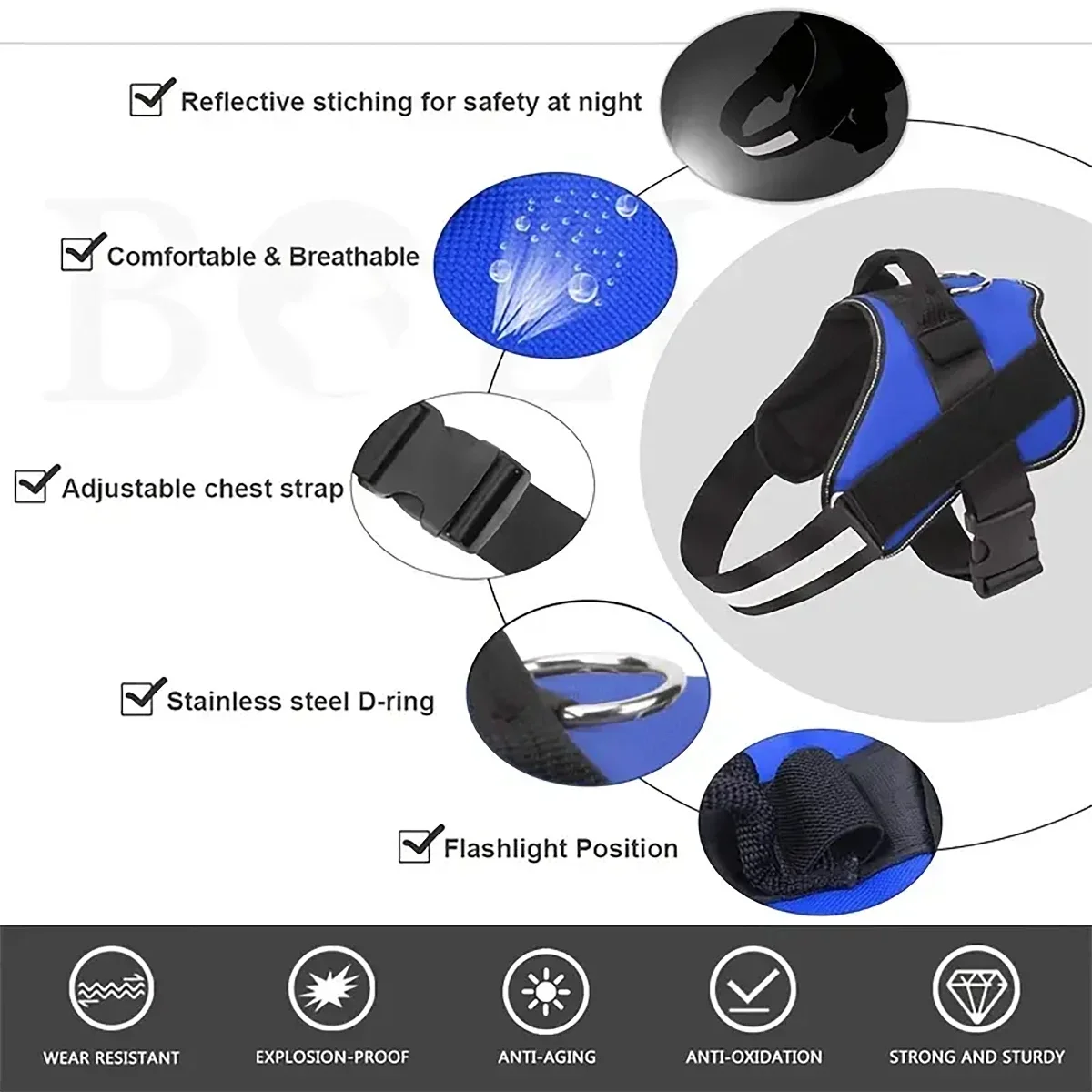 Adjustable Dog Harness Reflective Breathable Vest