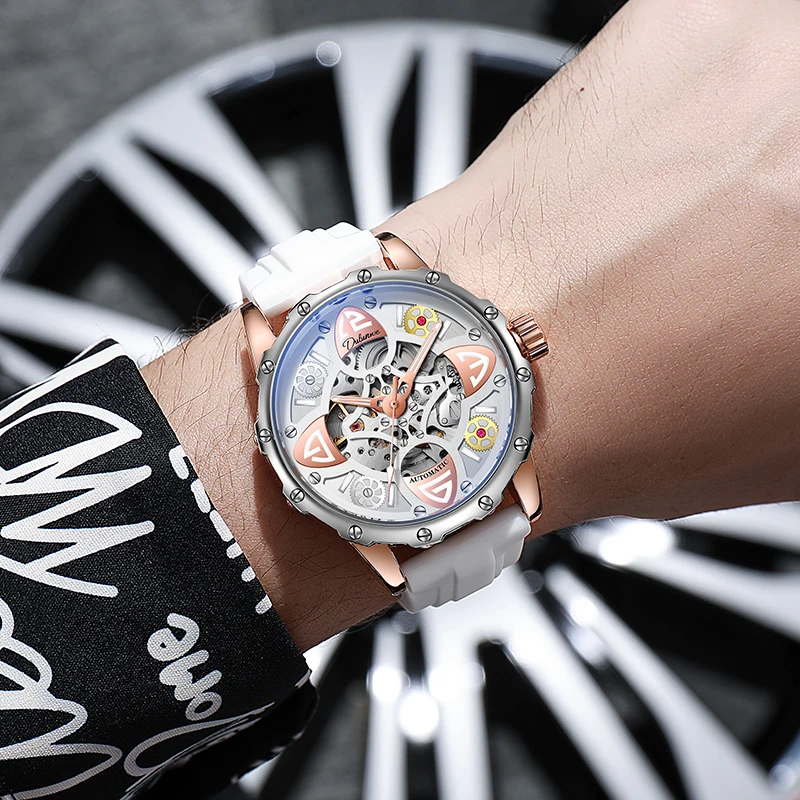 Meeste luksuslikud helendavad mehaanilised randmekellad, automaatne veekindel kell meestele_voghion.com