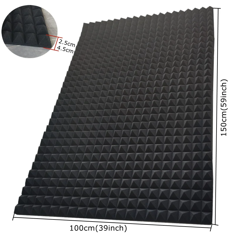 1pc 100x150cm 스튜디오 피라미드 어쿠스틱 폼 방음 폼 흡음 소음 방지 처리 벽 패널 39 "x59" 이미지 2