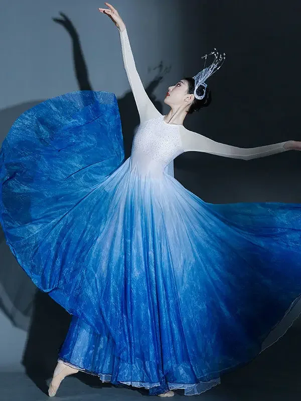 

Classical Dance Big Swing Costume New Modern Dance Ballroom Dance Long Skirt Stage Performance Dress