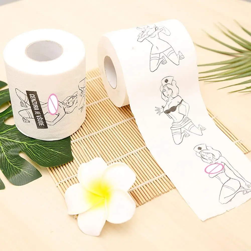 1 Roll Romantic Sex Pattern Toilet Paper Creative Ultra-solt Paper Toilet Tissue Roll for Anniversarie Valentines Day Gift