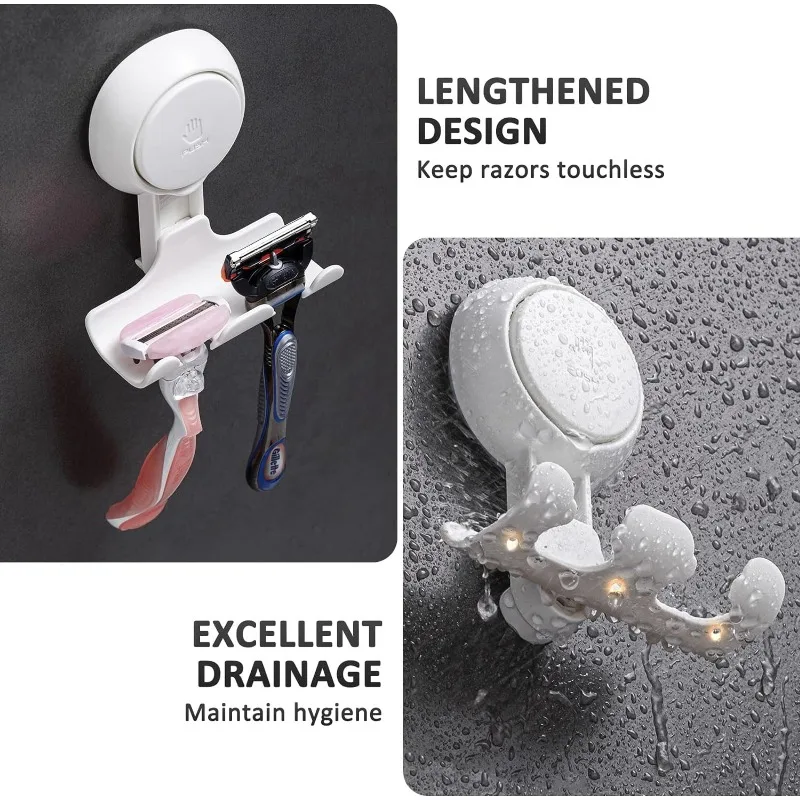 Suction Cup Hooks Powerful Vacuum Suction Hooks Removable and Reusable Shower Razor for Bathroom & Kitchen Shower