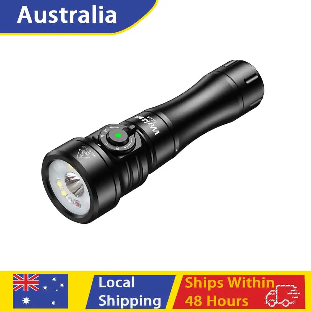 Wurkkos DL08 High-Power Scuba Diving Light 3600 lm 21700 Rechargeable Flashlight with Rotating Magnetic Switch IP68-Rated Underwater Flashlight Stepless Brightness Adjustment Suitable for Night Diving and Nighttime Lighting Shipped from Australia