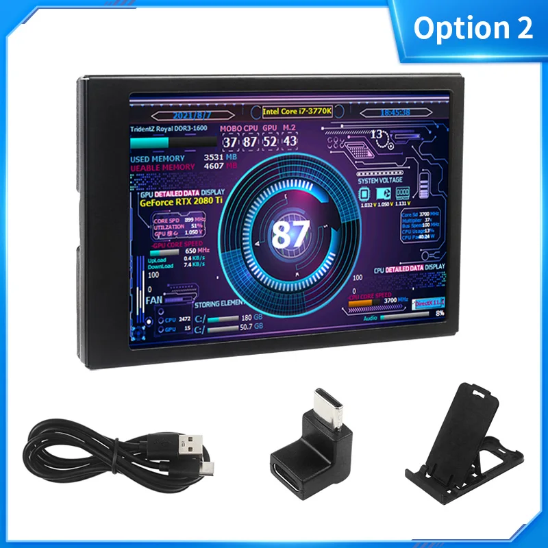 3.5 Inch Type-C Secondary Screen AIDA64 LCD Display CPU GPU RAM Monitoring Optio
