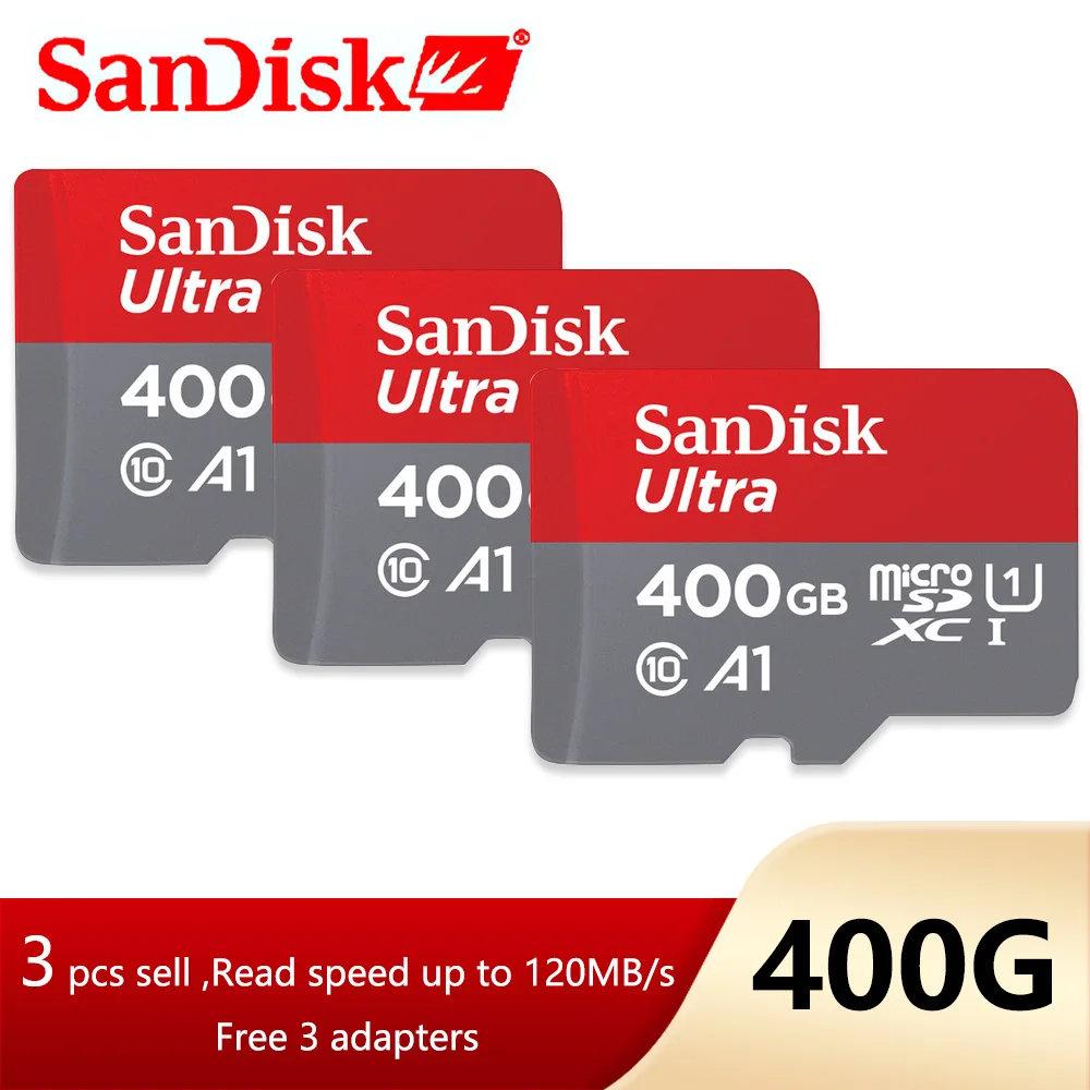 SanDisk 3 pcs sell 128GB micro SD A1 Ultra Memory Card SDXC UHS-I 120M/s 256G 400G 512G 1TB 64GB 32GB TF Card carto memoria samsung memory card Memory Cards