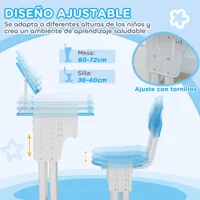 Homcom Ensemble bureau et chaises pour enfants réglables 60X45X90-102 cm Bleu 6