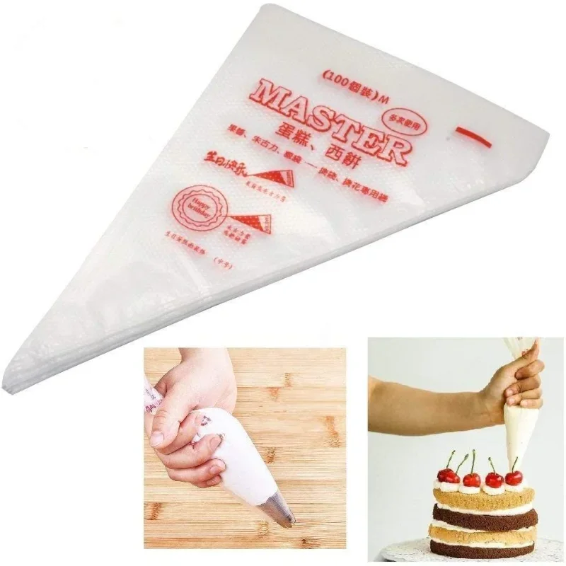 Piping Pastry Bag Pack of 100 Plastic Disposable Cream Pastry Bag Cake Icing Sugarcraft Cupcake Piping Decorating Tools