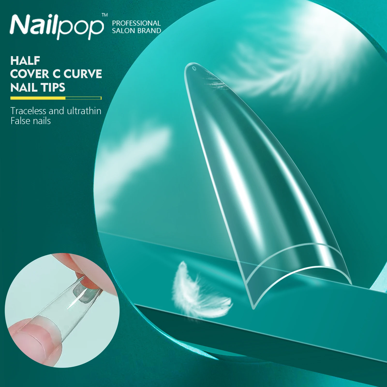 NailpopCCurveNailTipsCoffinHalfCoverFalseAcrylicNails