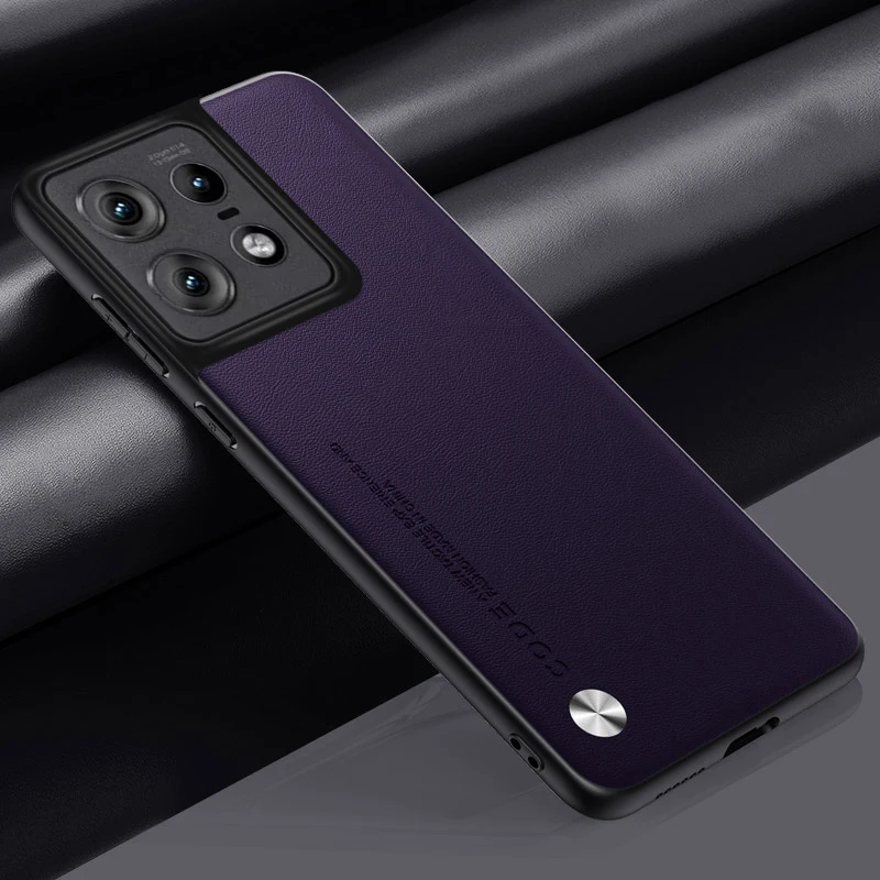 Premium Plain Leather Skin Case Cover with Soft Frame