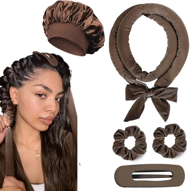 Pas de chaleur bigoudis sans chaleur tige de friser bandeau doux bigoudi Satin bigoudis boucles dormir Bonnet nuit casquette outils de coiffure 1
