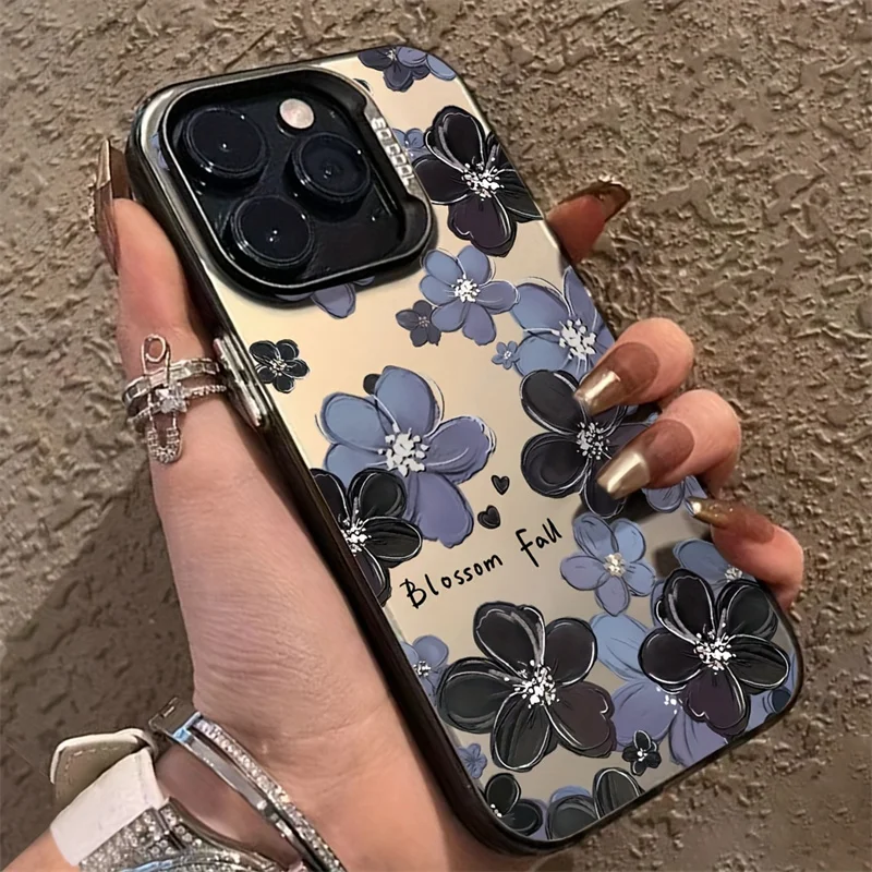 Laser Blooming Purple Flower Print Shockproof Phone Case