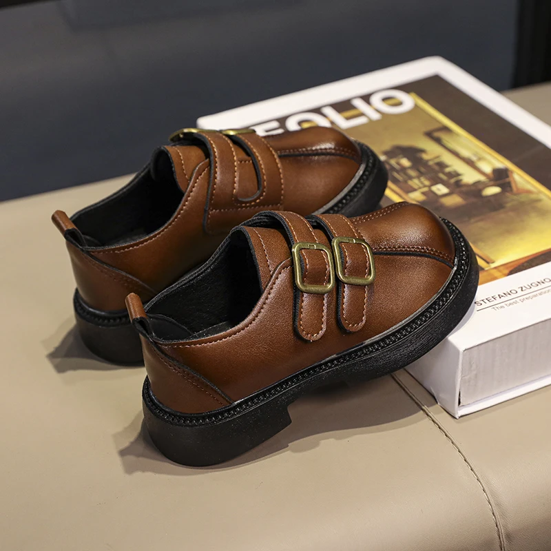 

Туфли-оксфорды кожаные для мальчиков и девочек, классические лоферы, обувь для церкви и торжественных случаев, обувь на плоской подошве для детей