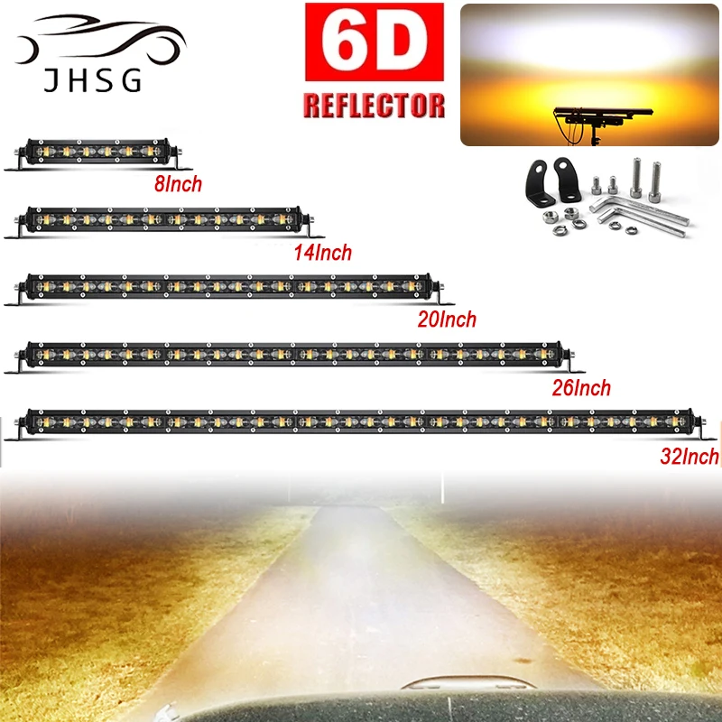 

Led Work Lamp 8/14/20/26/32Inch Led Light Bar Offroad 12V24V Strobe White Double Color Spot Flood Combo For Car SUV ATV Fog Lamp