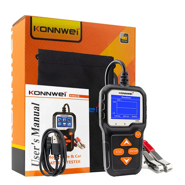 KONNWEI KW650 Car Battery Tester 6V 12V Auto Battery System Analyzer ...