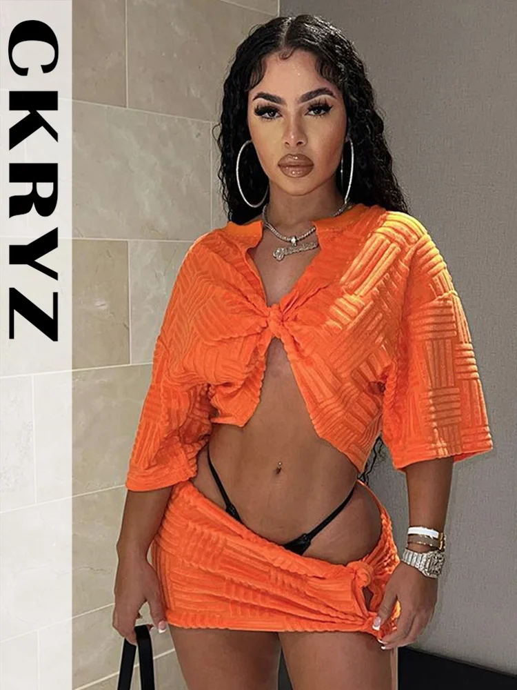 

Женская одежда с рюшами Y2K, короткий топ с коротким рукавом и мини-юбка, летний комплект для женщин, новинка, модная уличная одежда для ночного клуба