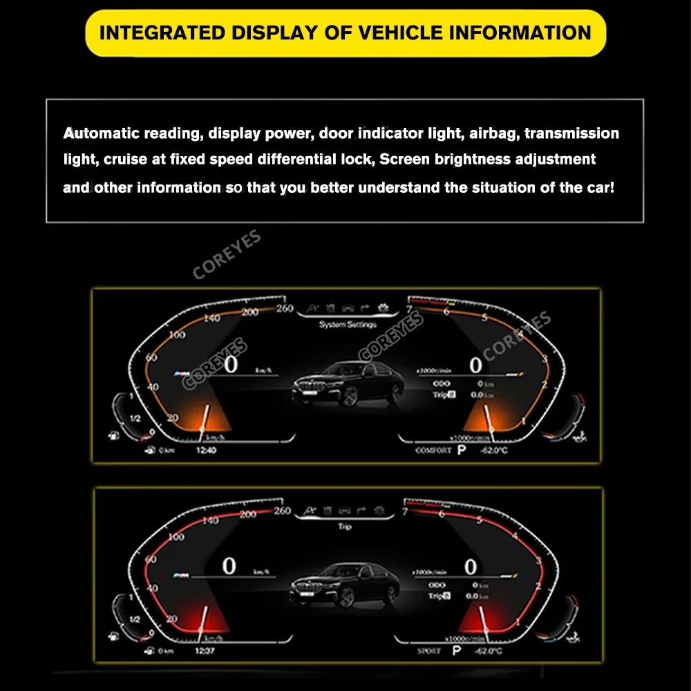 COREYES  Ŭ   ڵ ӵ,  LCD ũ, ڵ ׼, BMW 1/2 ø F20 F21, 12.3 ġ