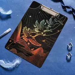 With Low Profile Gold Clip Laser Gilding A4 File Folder Dreamy Starry Sky Series Paper Organizer Writing Clipboard