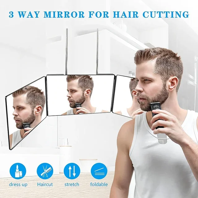 Specchio Pieghevole Con Vista A 360°, Gancio Regolabile E Design Compatto Specchio Per Trucco Rasatura E Acconciature Nero 95942670