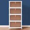 4 Tier Plastic Storage Bins and Boxes Organizer - Stackable with Lids for Bedroom, Living Room, Kitchen, Office - Foldable Conta 1