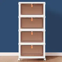 4 Tier Plastic Storage Bins and Boxes Organizer - Stackable with Lids for Bedroom, Living Room, Kitchen, Office - Foldable Conta 1