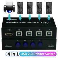 4 Ports USB 2.0 Sharing Switch Switcher 4 or 2 in 1 Out Printer Cable Adapter Box For PC Scanner Printer Laptop Desktop Computer 1