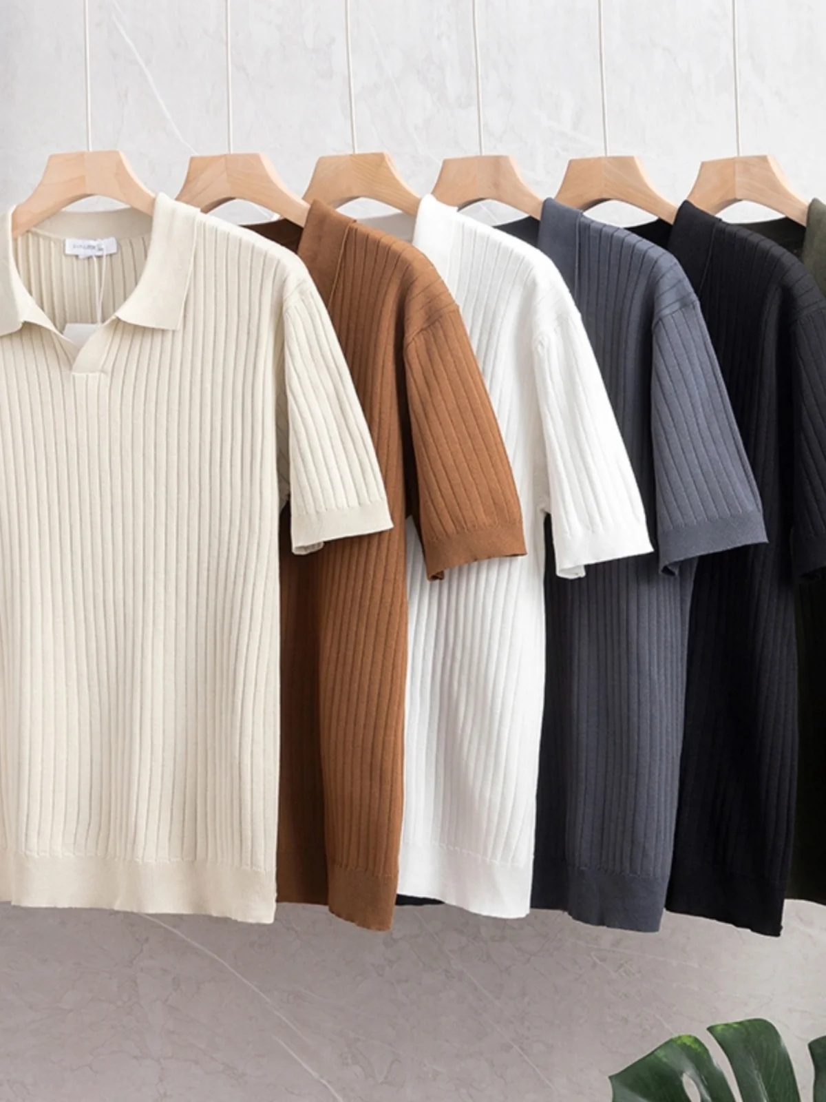 High Densi Knitted ort Sve  irt for Men Busin Casual Summer Top 300 Pieces Loose Fit Regular Thin