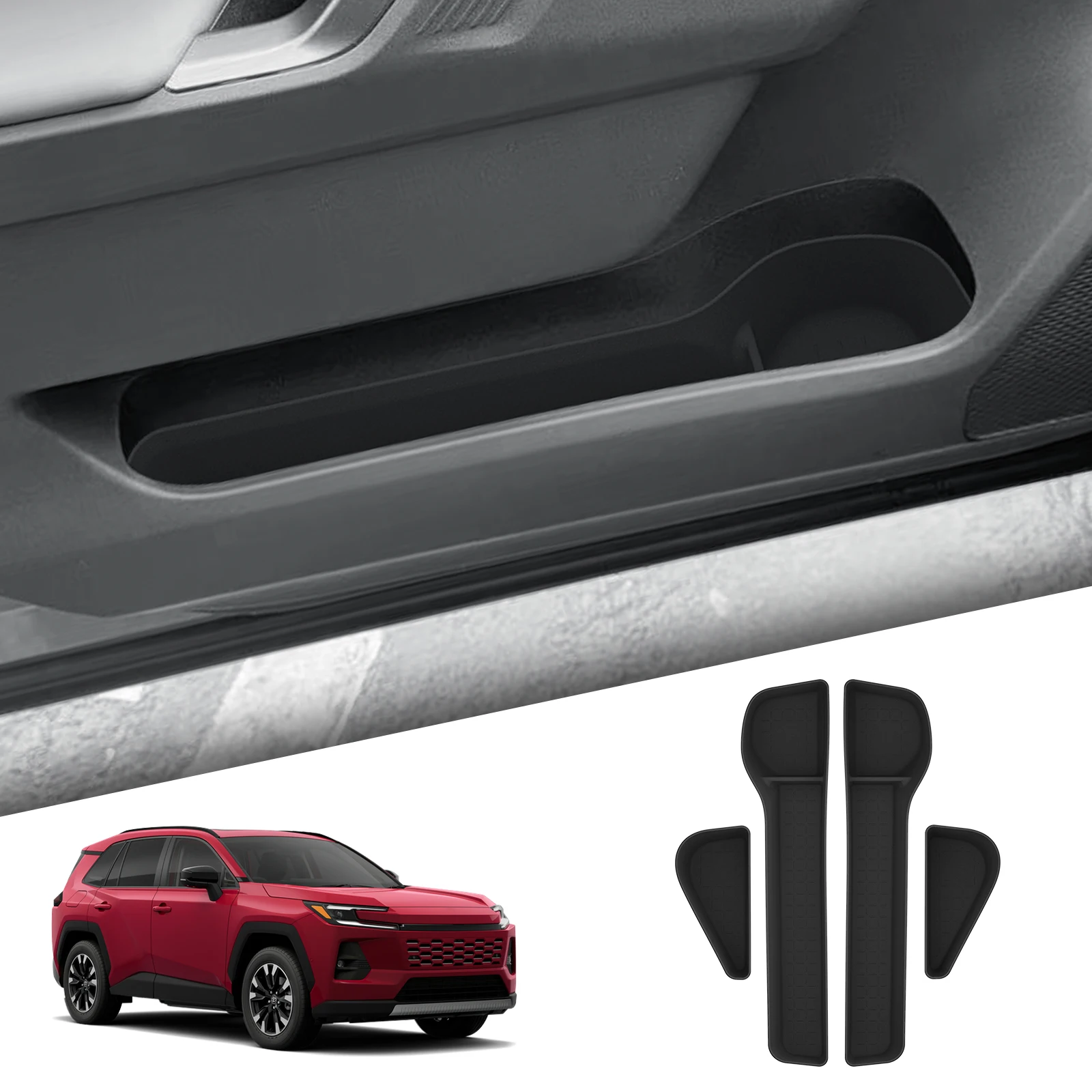 Smabee für Toyota RAV4 2026 Türseiten-Aufbewahrungsbox TPE Vorderer und Hinterer Türgriff-Organizer zur Ordnung im Auto Innenraum-Zubehör 4 Stück – Detail 1