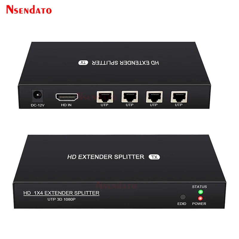 1x4 HDMI Splitter Ethernet Extender Over RJ45 60M Cat 6 1080P 1 in 4 out HDMI Transmitter Receiver UTP Splitter Adapter for PS4