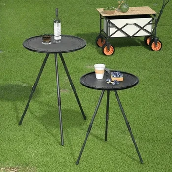Tavolo pieghevole da esterno in lega di alluminio Tavolino leggero Tavolino da campeggio portatile da picnic Tavolino rotondo regolabile