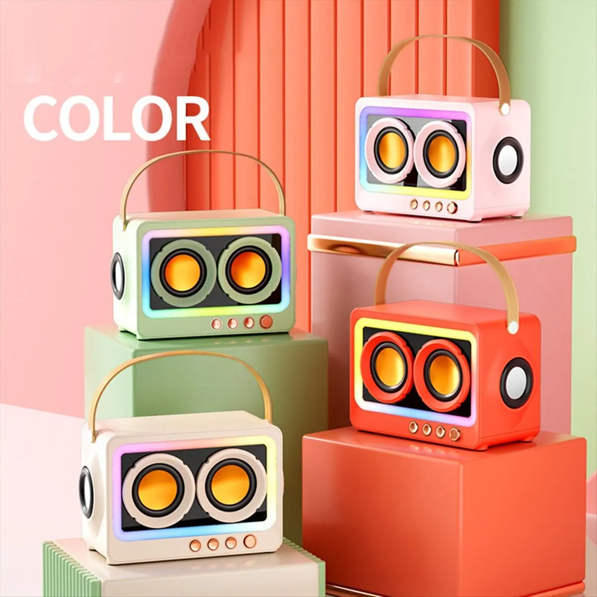 【ABUP】휴대용 블루투스 서브우퍼 스피커 무선 HIFI 사운드 오디오 박스 미니 블루투스 무선 Mp3 스피커 그린