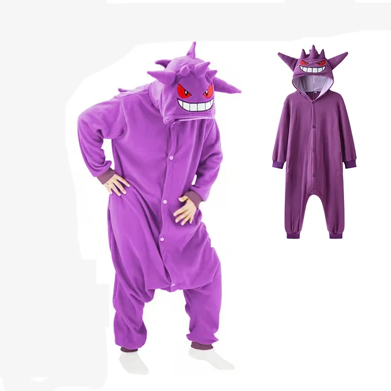 XXL Anime Cosplay Kleidung Erwachsene Gengar Onesies Kinder Kigurumis Ganzkörper-Pyjamas Weihnachts-Schlafanzug Komplettes Kostüm Halloween