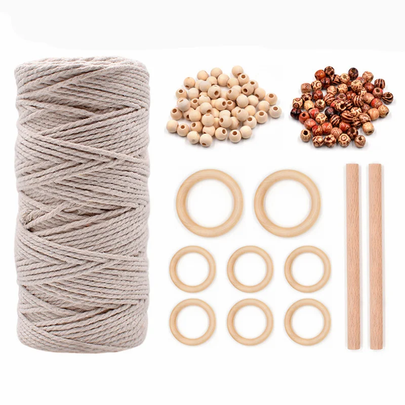 Cotton Macrame Cord Wooden Hoops Crafts Set DIY Sewing Jewelry Making