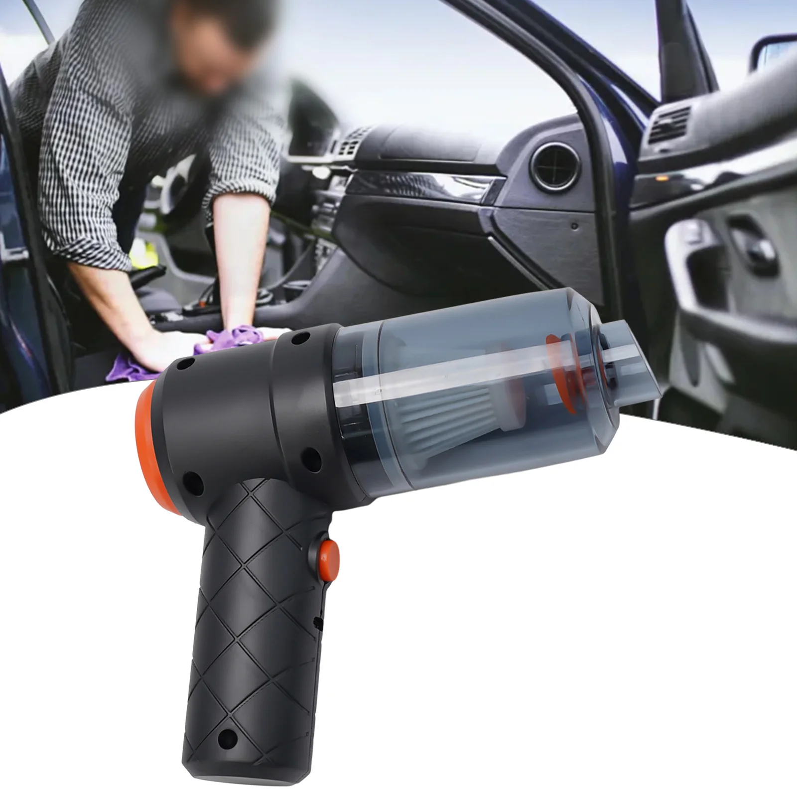 1pc Universal  Black Car Vacuum Cleaner 6000Pa Wireless Blowable Cordless Handheld Auto Vacuums Car Electrical Appliances
