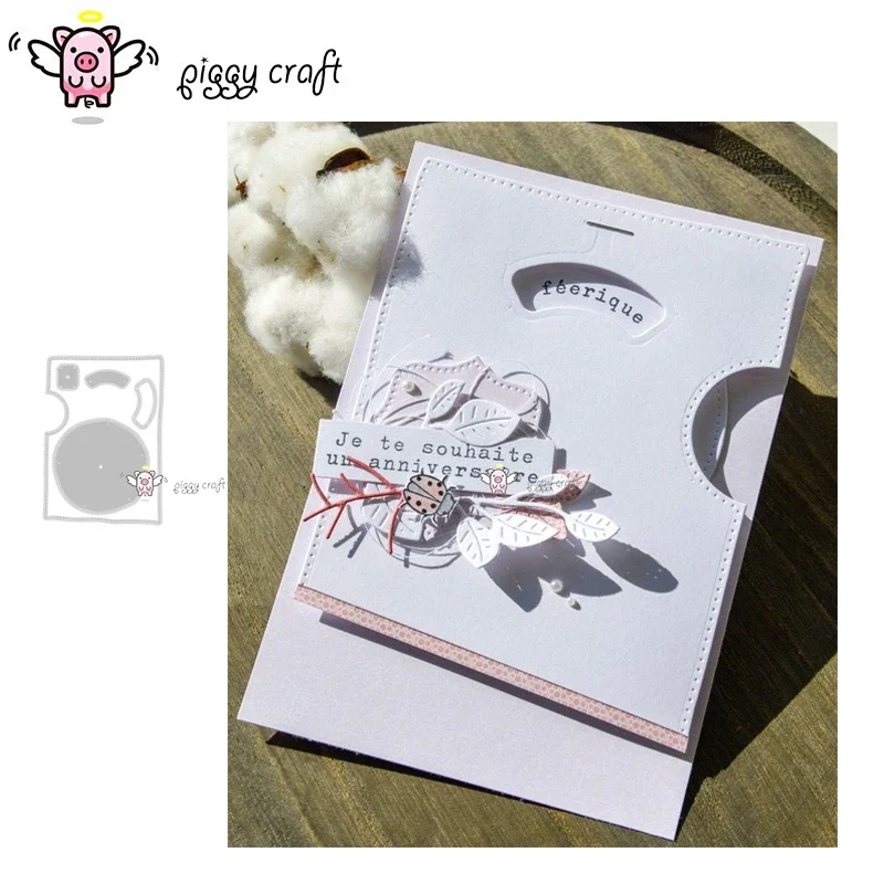 

Piggy Craft metal cutting dies cut die mold 3D Turn card frame Scrapbook paper craft knife mould blade punch stencils dies