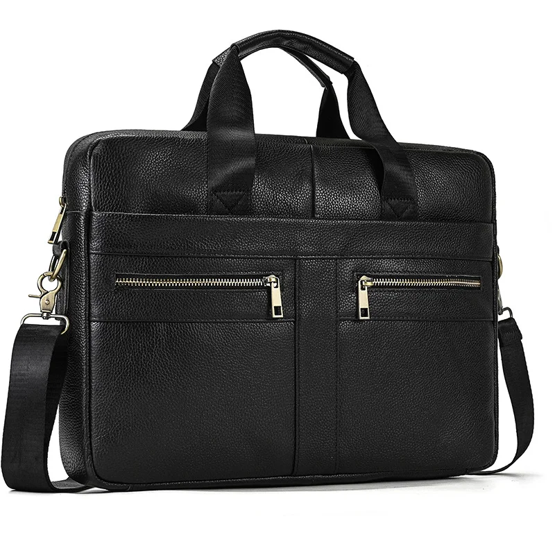 

Newsbirds Black Men Briefcase Case Doctor Layer Business Office Man Laptop Bags Genuine Leather Computer Bags Men Male Bag