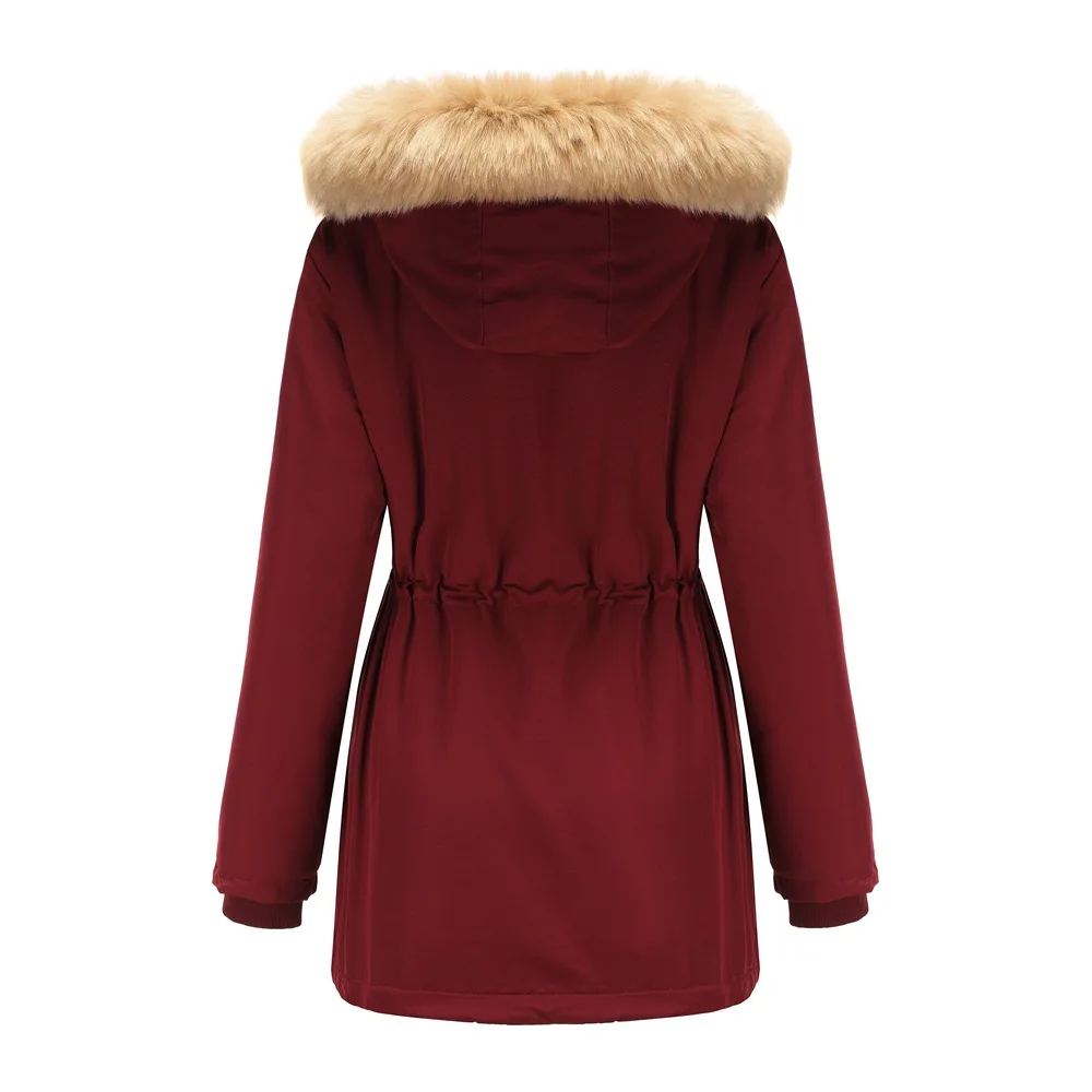 Lamb fleece Women's Winter Down Jacket Coat Parkas Detachable Cap Fur Hooded Woman Clothes Padded Puffer Jacket Outerwear HWY274