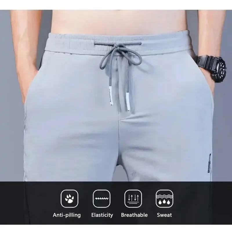 

Spring Straight Men's Trousers Casual Pocket Full Fashion Pantalon Summer 2023 Pants Color Solid Work Applique Length