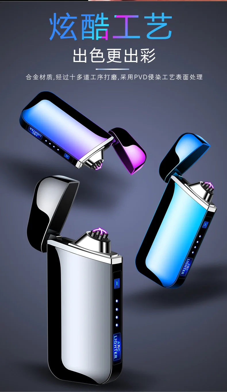 2025 New USB Rechargeable Metal Lighter Double Arc Men's Cigarette Ignition Tool Lighter Rechargeable Type C Type Free Delivery