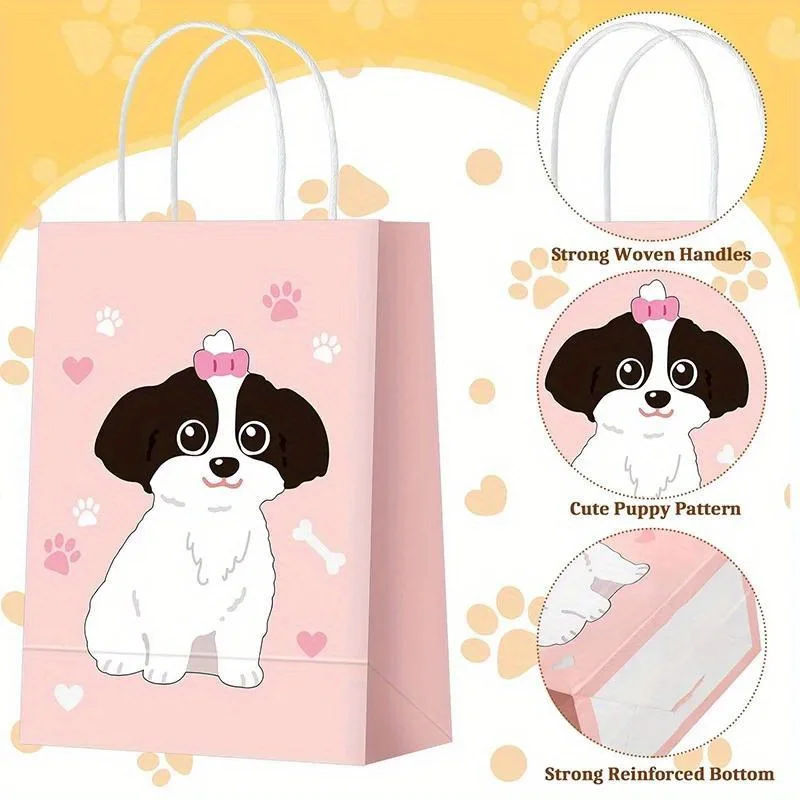 50 Sacchetti Regalo A Tema Gatto Cartone Animato Con Pois Rossi, Manici E Stampa Fiocco, Ideali Per Bomboniere, Caramelle E Snack Festa